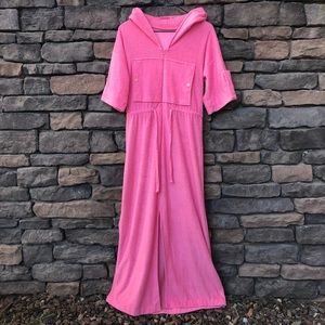 Pink Terry Cloth Hooded Robe